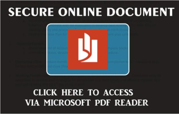 Image 2: Upon opening the malicious PDF, a potential victim sees a prompt to access a secure online document, which directs them to a phishing page.
